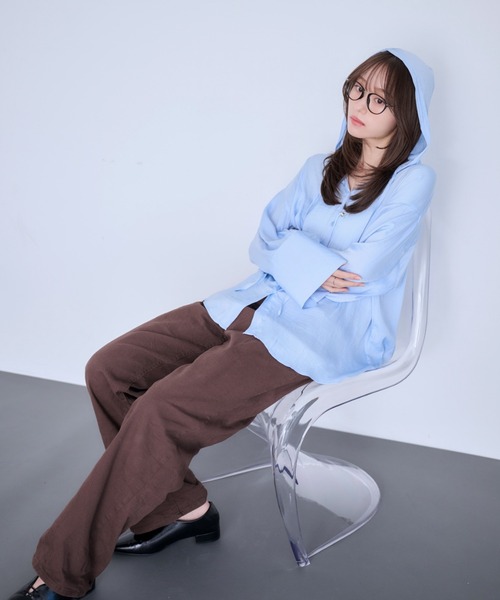 Dita Muaj.(ディータムアージュ)の「【日焼け対策にも◎】フードシアーシャツ(シャツ/ブラウス・レディース・ブルー/ホワイト・FREE)」の10枚目の写真