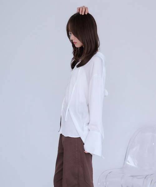 Dita Muaj.(ディータムアージュ)の「【日焼け対策にも◎】フードシアーシャツ(シャツ/ブラウス・レディース・ブルー/ホワイト・FREE)」の3枚目の写真