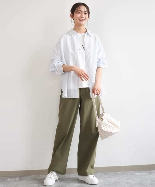 MK MICHEL KLEIN（エムケーミッシェルクラン）の「リネン混ストライプシャツブラウス/接触冷感/洗える（シャツ/ブラウス・レディース・ホワイト×ブルー・38）」の16枚目の写真