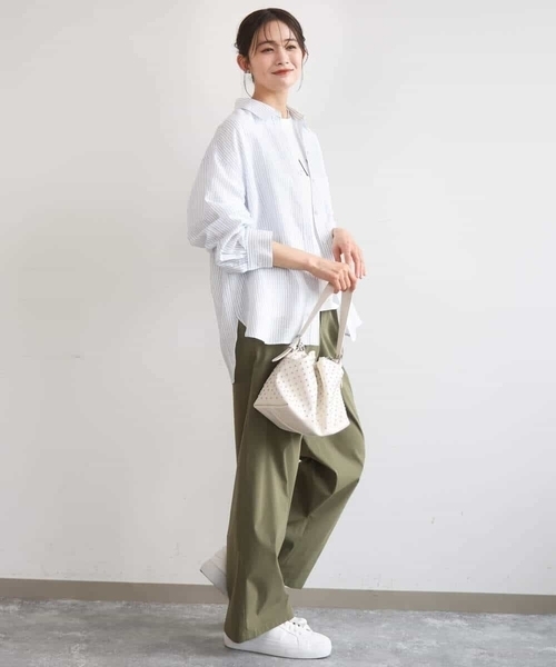 MK MICHEL KLEIN（エムケーミッシェルクラン）の「リネン混ストライプシャツブラウス/接触冷感/洗える（シャツ/ブラウス・レディース・ホワイト×ブルー・38）」の17枚目の写真