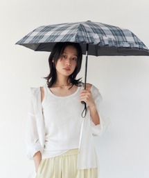 Ungrid（アングリッド）の「【Ungrid (アングリッド)】ワンポイントフリルチェック柄プリント晴雨兼用傘(折りたたみ傘)（折りたたみ傘）」