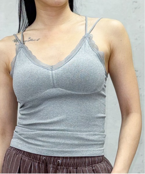 Per sist ence（パーシエンス）の「レースキャミブラトップ（キャミソール・レディース・ブラック/グレー・ONE SIZE）」の2枚目の写真