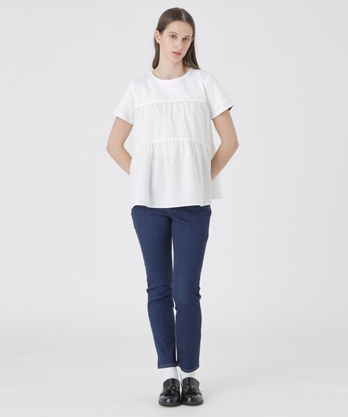 BLUE LABEL CRESTBRIDGE(ブルーレーベルクレストブリッジ)の「ティアードコンビTシャツ(Tシャツ/カットソー・レディース・ホワイト/ブラック・40/38)」の3枚目の写真