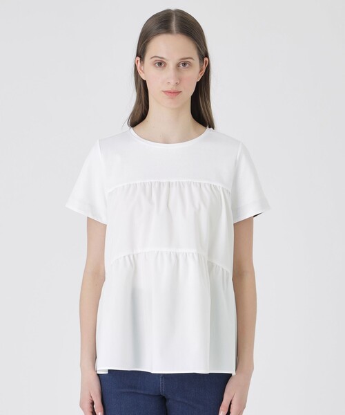 BLUE LABEL CRESTBRIDGE(ブルーレーベルクレストブリッジ)の「ティアードコンビTシャツ(Tシャツ/カットソー・レディース・ホワイト/ブラック・40/38)」の4枚目の写真