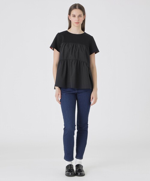 BLUE LABEL CRESTBRIDGE(ブルーレーベルクレストブリッジ)の「ティアードコンビTシャツ(Tシャツ/カットソー・レディース・ホワイト/ブラック・40/38)」の9枚目の写真