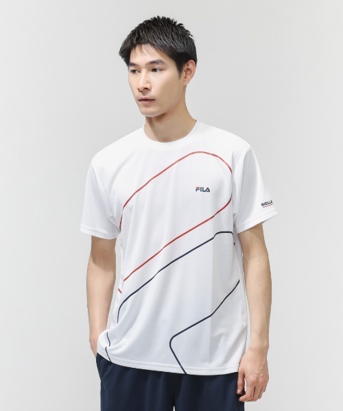 FILA（フィラ）の「【別注】フィラ FILA  ショートスリーブティーシャツ 限定コラボ（Tシャツ/カットソー・メンズ・ブラック/ホワイト/ネイビー・M/L/LL/3L）」の2枚目の写真