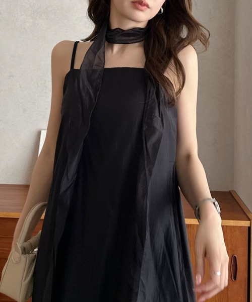 Eclat one(エクラワン)の「【Eclat one】ミニマル ストレート シルエット キャミ ロング ワンピース(ワンピース・レディース・ブラック/ホワイト・FREE)」の8枚目の写真