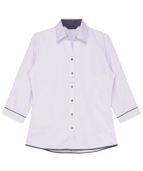 TOKYO SHIRTS(トウキョウシャツ)の「【透け防止】 形態安定ノンアイロン スキッパー 7分袖ビジネスワイシャツ(ビジネスシャツ・レディース・パープル・XS/S/M/L/LL/XL)」の1枚目の写真