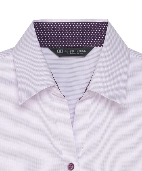 TOKYO SHIRTS(トウキョウシャツ)の「【透け防止】 形態安定ノンアイロン スキッパー 7分袖ビジネスワイシャツ(ビジネスシャツ・レディース・パープル・XS/S/M/L/LL/XL)」の3枚目の写真