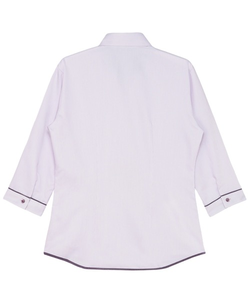 TOKYO SHIRTS(トウキョウシャツ)の「【透け防止】 形態安定ノンアイロン スキッパー 7分袖ビジネスワイシャツ(ビジネスシャツ・レディース・パープル・XS/S/M/L/LL/XL)」の2枚目の写真