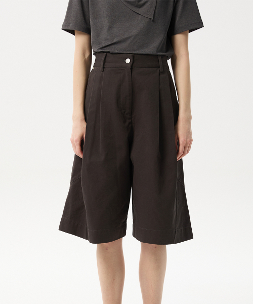 MIDNLOW（ミッドアンドロー）の「Cotton Wide Bermuda Pants (Grey)（その他パンツ・レディース・その他・FREE）」の3枚目の写真