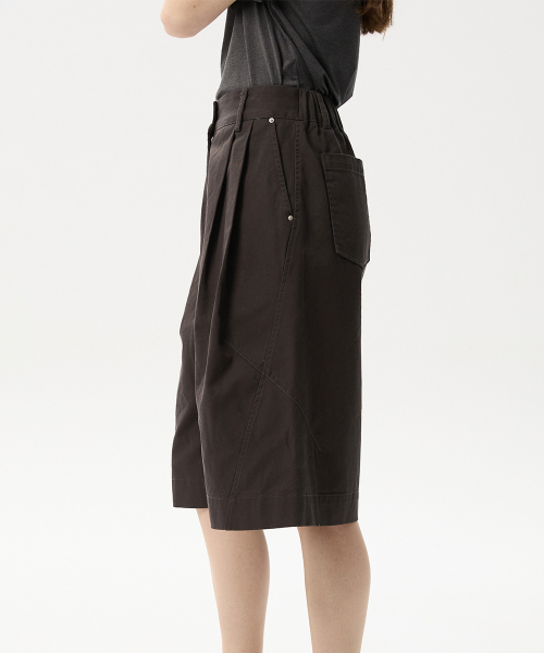 MIDNLOW（ミッドアンドロー）の「Cotton Wide Bermuda Pants (Grey)（その他パンツ・レディース・その他・FREE）」の4枚目の写真