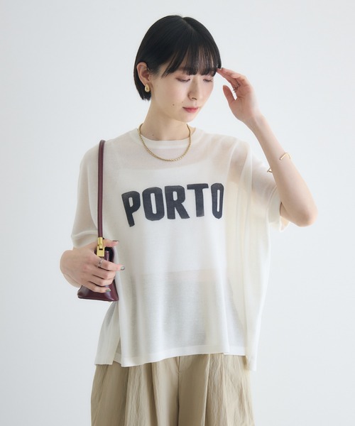Paradise Picnic（パラダイスピクニック）の「cloche 麻混シアーロゴニット（ニット/セーター・レディース・ホワイト/ベージュ/ブルー・FREE）」の2枚目の写真