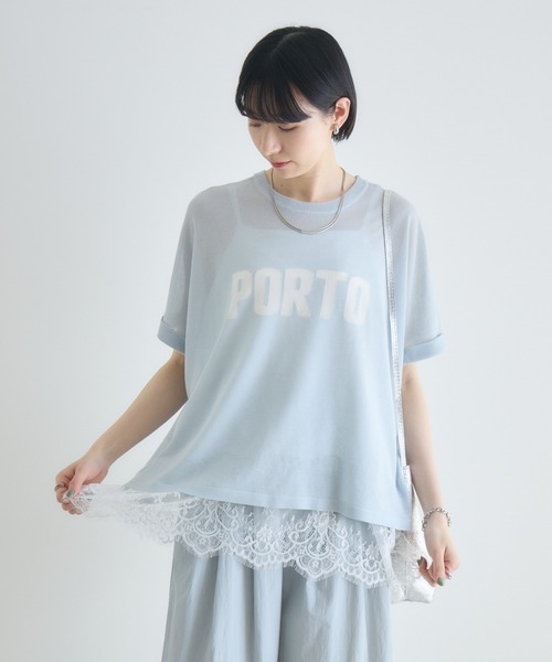Paradise Picnic（パラダイスピクニック）の「cloche 麻混シアーロゴニット（ニット/セーター・レディース・ホワイト/ベージュ/ブルー・FREE）」の3枚目の写真