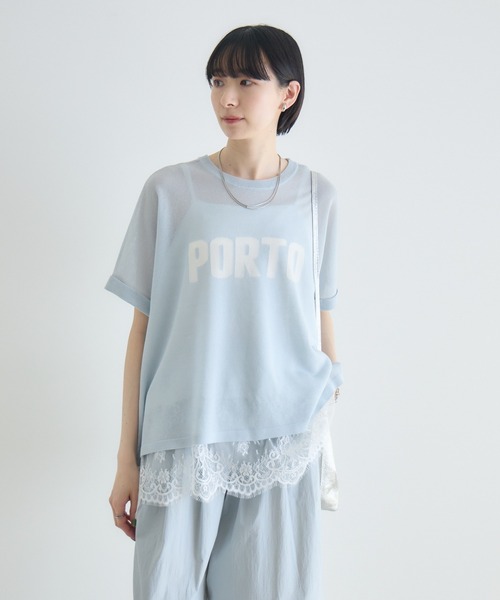 Paradise Picnic（パラダイスピクニック）の「cloche 麻混シアーロゴニット（ニット/セーター・レディース・ホワイト/ベージュ/ブルー・FREE）」の7枚目の写真