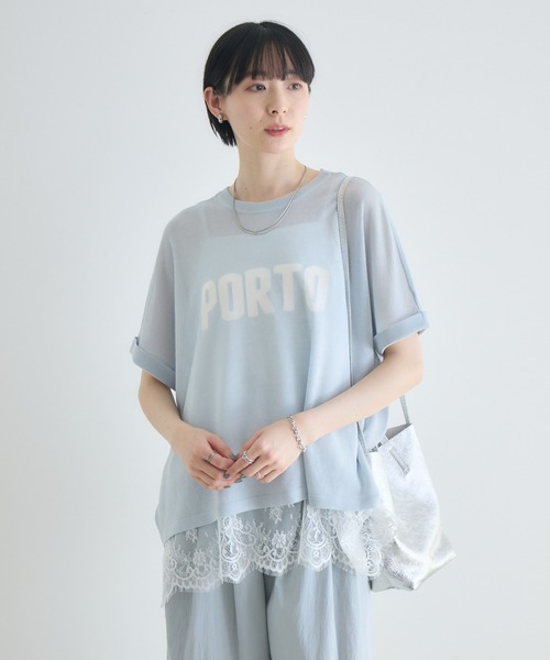 Paradise Picnic（パラダイスピクニック）の「cloche 麻混シアーロゴニット（ニット/セーター・レディース・ホワイト/ベージュ/ブルー・FREE）」の8枚目の写真