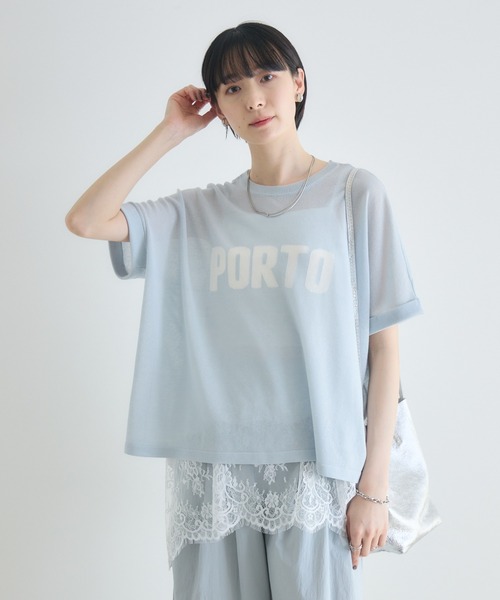 Paradise Picnic（パラダイスピクニック）の「cloche 麻混シアーロゴニット（ニット/セーター・レディース・ホワイト/ベージュ/ブルー・FREE）」の9枚目の写真