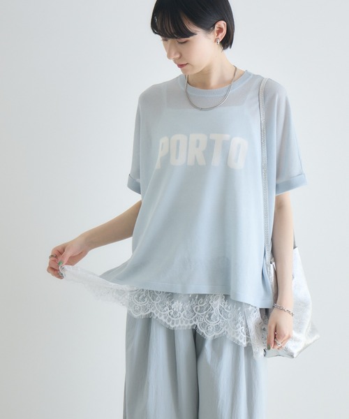 Paradise Picnic（パラダイスピクニック）の「cloche 麻混シアーロゴニット（ニット/セーター・レディース・ホワイト/ベージュ/ブルー・FREE）」の18枚目の写真