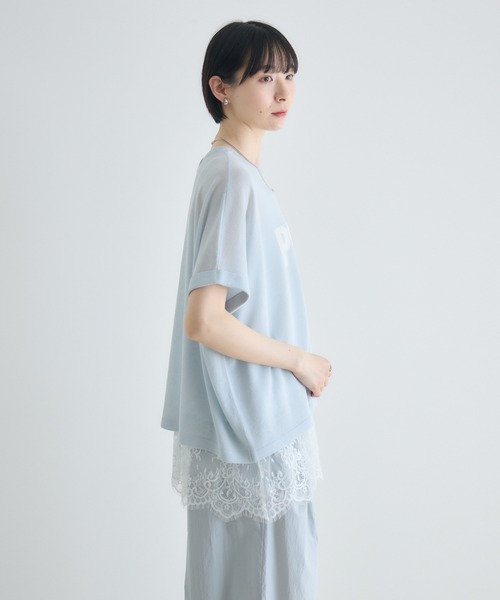 Paradise Picnic（パラダイスピクニック）の「cloche 麻混シアーロゴニット（ニット/セーター・レディース・ホワイト/ベージュ/ブルー・FREE）」の19枚目の写真