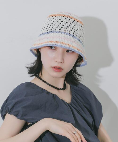 SMELLY(スメリー)の「カラーボーダーサーモハット(ハット・レディース・ブルー/アイボリー・-)」の3枚目の写真
