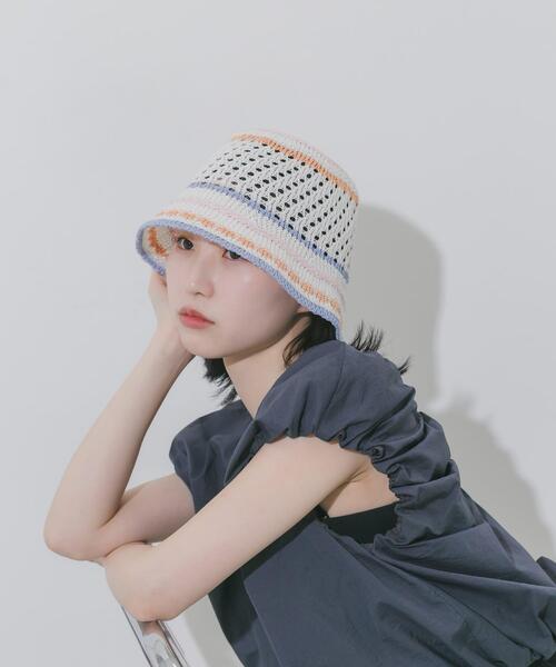 SMELLY(スメリー)の「カラーボーダーサーモハット(ハット・レディース・ブルー/アイボリー・-)」の6枚目の写真