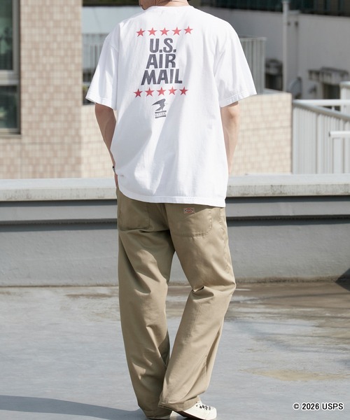 GOOD ROCK SPEED（グッドロックスピード）の「GOOD ROCK SPEED/グッドロックスピード U.S. Air Mail プリントデザイン 丸胴 クルーネックTシャツ 秋 秋服 2026年秋冬（Tシャツ/カットソー・メンズ・ホワイト・M/L/XL）」の19枚目の写真