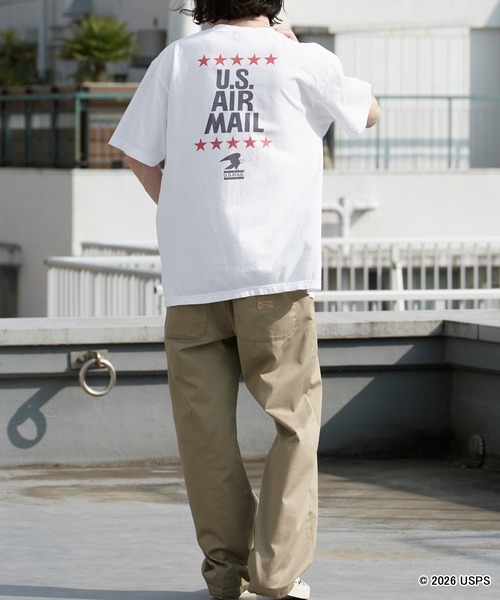 GOOD ROCK SPEED（グッドロックスピード）の「GOOD ROCK SPEED/グッドロックスピード U.S. Air Mail プリントデザイン 丸胴 クルーネックTシャツ 秋 秋服 2026年秋冬（Tシャツ/カットソー・メンズ・ホワイト・M/L/XL）」の20枚目の写真