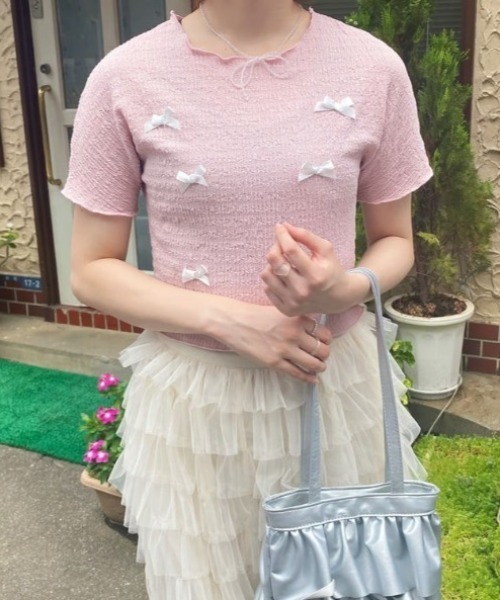 SOLLON.(ソルロン)の「リボンメロウTシャツ(Tシャツ/カットソー・レディース・ホワイト/ピンク・FREE)」の10枚目の写真
