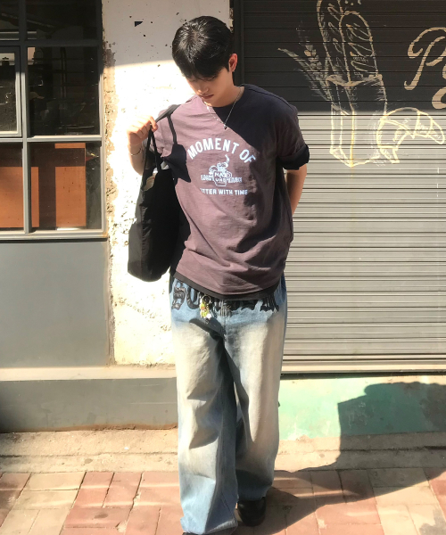 MINDBRIDGE（マインドブリッジ）の「[UNS]スラブグラフィックヴィンテージオーバーサイズ半袖Tシャツ - 3カラー（Tシャツ/カットソー・メンズ・ターコイズブルー系1/オフホワイト/ダークグレー・95/100/105/110）」の20枚目の写真