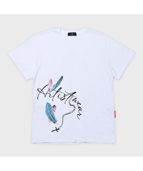 ARTISTWEAR（アーティストウェア）の「[ATW] フェザークロス半袖Tシャツ - 2COLOR（Tシャツ/カットソー・レディース・ホワイト/ブラック・MEDIUM/LARGE/X-LARGE/2XL/4XL/SMALL）」の2枚目の写真