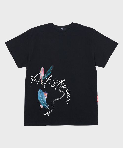 ARTISTWEAR（アーティストウェア）の「[ATW] フェザークロス半袖Tシャツ - 2COLOR（Tシャツ/カットソー・レディース・ホワイト/ブラック・MEDIUM/LARGE/X-LARGE/2XL/4XL/SMALL）」の9枚目の写真