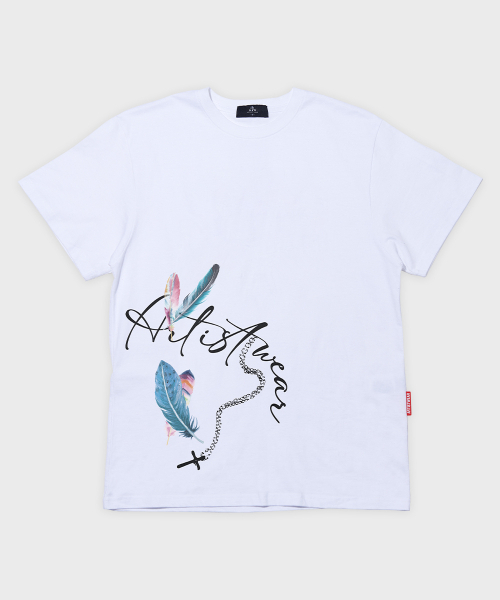 ARTISTWEAR（アーティストウェア）の「[ATW] フェザークロス半袖Tシャツ - 2COLOR（Tシャツ/カットソー・レディース・ホワイト/ブラック・MEDIUM/LARGE/X-LARGE/2XL/4XL/SMALL）」の8枚目の写真