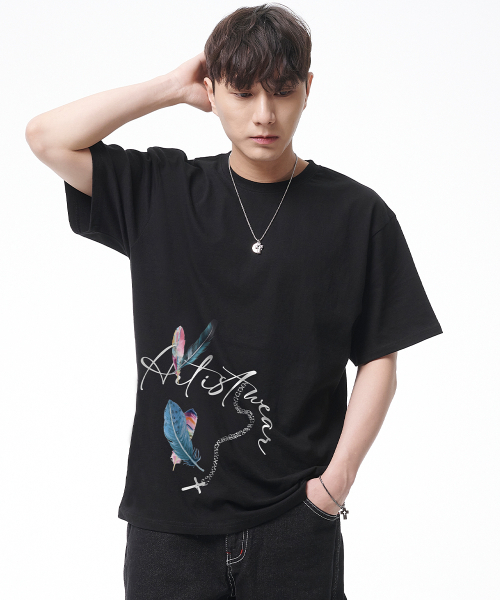 ARTISTWEAR（アーティストウェア）の「[ATW] フェザークロス半袖Tシャツ - 2COLOR（Tシャツ/カットソー・レディース・ホワイト/ブラック・MEDIUM/LARGE/X-LARGE/2XL/4XL/SMALL）」の7枚目の写真