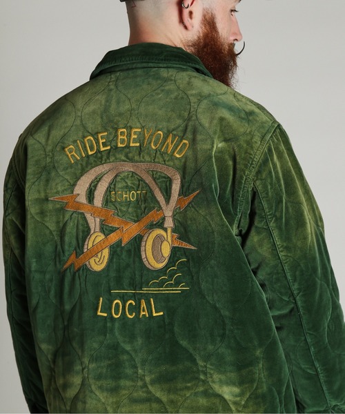 Schott(ショット)の「Schott/ショット/VELVETEN VIETNAM JKT/ベルベット ベトナム ジャケット(ブルゾン・メンズ・ブラック/グリーン・L/XL/2XL/M)」の6枚目の写真