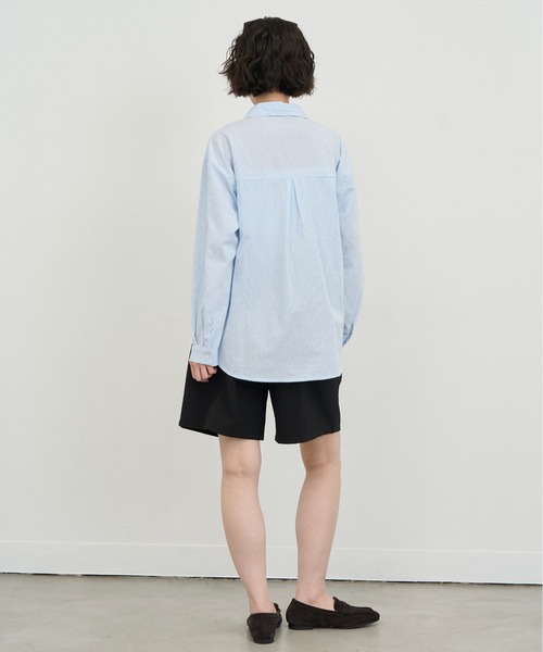 NUJOH(ヌゾ)の「Embroidery Stripe Relax Shirt / エンブロイダリーストライプリラックスシャツ(シャツ/ブラウス・レディース・ピンク/ライトブルー・FREE)」の5枚目の写真