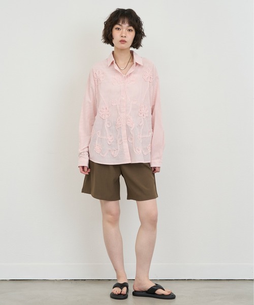 NUJOH(ヌゾ)の「Embroidery Stripe Relax Shirt / エンブロイダリーストライプリラックスシャツ(シャツ/ブラウス・レディース・ピンク/ライトブルー・FREE)」の19枚目の写真