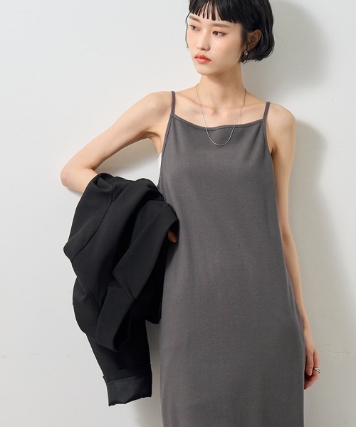 NOGLE(ノグル)の「【NOGLE/ノグル】リブキャミワンピース/ポケット付き(ワンピース・レディース・オートミール/チャコール/ブラック/グレイッシュベージュ・S/M)」の21枚目の写真