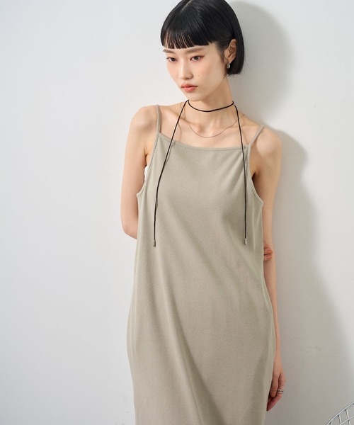 NOGLE(ノグル)の「【NOGLE/ノグル】リブキャミワンピース/ポケット付き(ワンピース・レディース・オートミール/チャコール/ブラック/グレイッシュベージュ・S/M)」の12枚目の写真