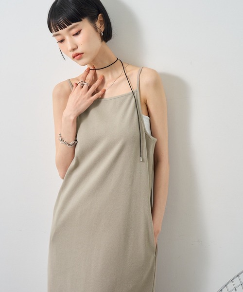 NOGLE(ノグル)の「【NOGLE/ノグル】リブキャミワンピース/ポケット付き(ワンピース・レディース・オートミール/チャコール/ブラック/グレイッシュベージュ・S/M)」の7枚目の写真