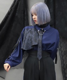 異素材デザインタイ付シャツ