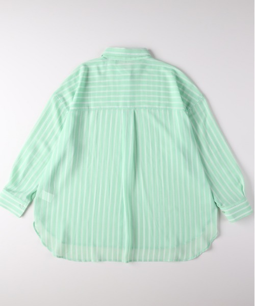 Right-on(ライトオン)の「HONEYSUCKLE ROSE(ハニーサックルローズ)シアービッグシャツ(シャツ/ブラウス・レディース・ブラック/ブラウン/グリーン/イエロー/オフホワイト/サックスブルー・M/L/S)」の13枚目の写真