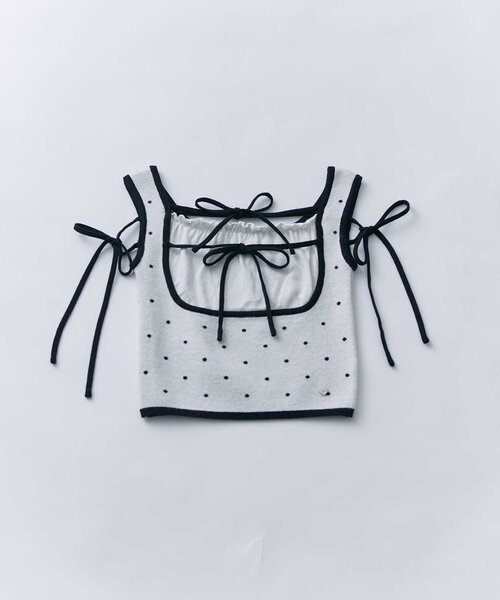 OLIVE des OLIVE(オリーブデオリーブ)の「【Belle Charme】Double Ribbon Knit Tank(タンクトップ・レディース・ブラック/ベージュ/オフホワイト・FREE)」の19枚目の写真