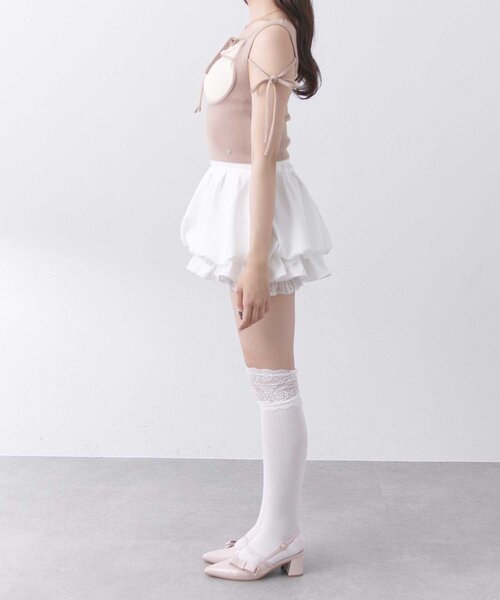 OLIVE des OLIVE(オリーブデオリーブ)の「【Belle Charme】Double Ribbon Knit Tank(タンクトップ・レディース・ブラック/ベージュ/オフホワイト・FREE)」の12枚目の写真