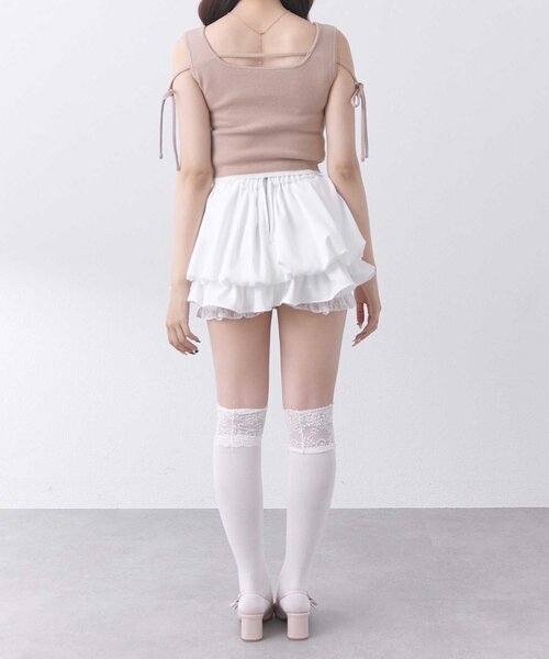 OLIVE des OLIVE(オリーブデオリーブ)の「【Belle Charme】Double Ribbon Knit Tank(タンクトップ・レディース・ブラック/ベージュ/オフホワイト・FREE)」の13枚目の写真