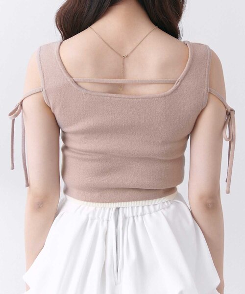 OLIVE des OLIVE(オリーブデオリーブ)の「【Belle Charme】Double Ribbon Knit Tank(タンクトップ・レディース・ブラック/ベージュ/オフホワイト・FREE)」の14枚目の写真