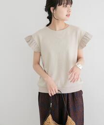 袖フリルミニ裏毛Tシャツ