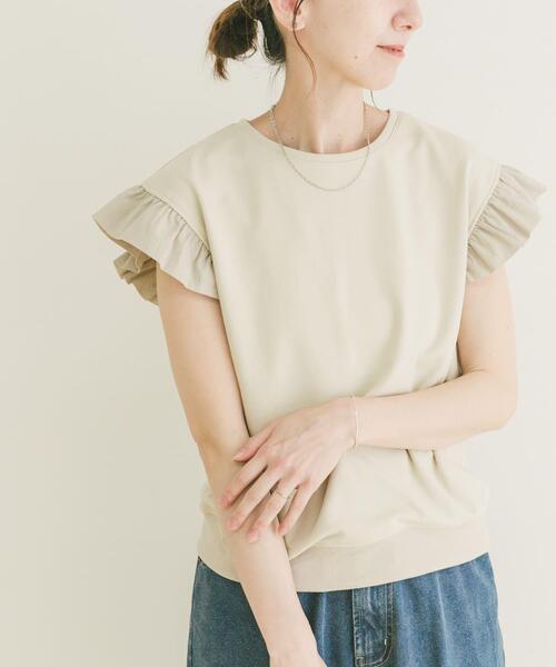 ITEMS URBANRESEARCH（アイテムズ アーバンリサーチ）の「袖フリルミニ裏毛Tシャツ（Tシャツ/カットソー・レディース・ブラック/グレー/ライトベージュ・FREE）」の3枚目の写真