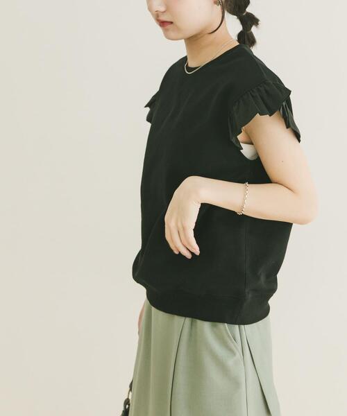 ITEMS URBANRESEARCH（アイテムズ アーバンリサーチ）の「袖フリルミニ裏毛Tシャツ（Tシャツ/カットソー・レディース・ブラック/グレー/ライトベージュ・FREE）」の16枚目の写真