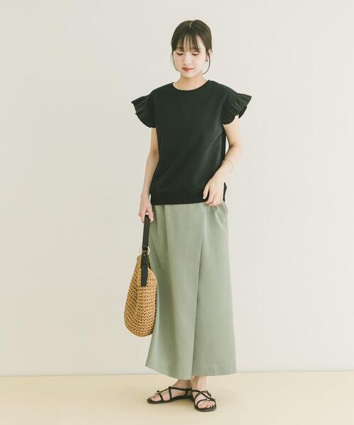 ITEMS URBANRESEARCH（アイテムズ アーバンリサーチ）の「袖フリルミニ裏毛Tシャツ（Tシャツ/カットソー・レディース・ブラック/グレー/ライトベージュ・FREE）」の18枚目の写真