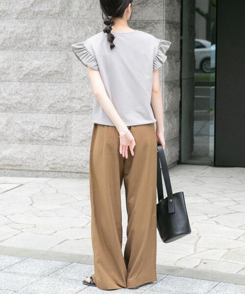 ITEMS URBANRESEARCH(アイテムズ アーバンリサーチ)の「袖フリルミニ裏毛Tシャツ(Tシャツ/カットソー・レディース・ブラック/グレー/ライトベージュ・FREE)」の12枚目の写真